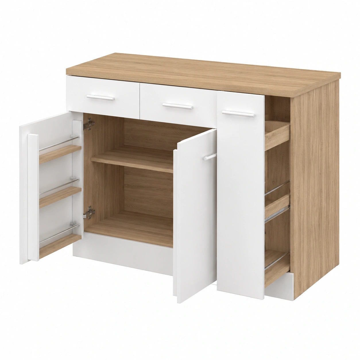 Meuble polyvalent, avec rangement, avec tiroirs, avec portes, coloris blanc, pour les espaces de vie