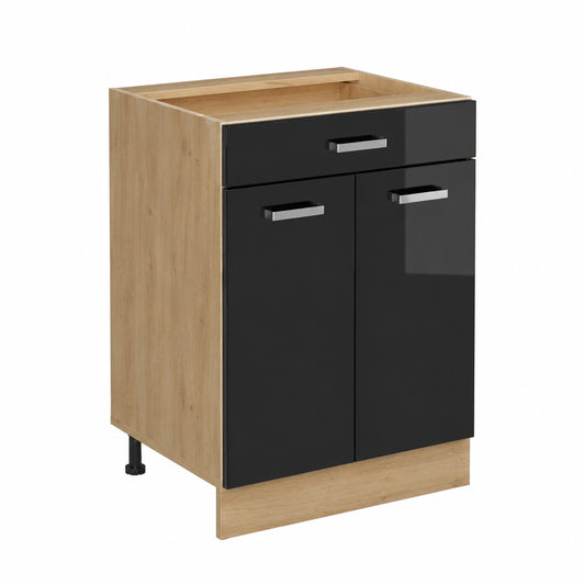 Ensemble de meubles de cuisine, modulable, avec tiroirs, coloris noir, pour la cuisine