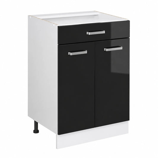 Ensemble de meubles de cuisine, modulable, avec tiroirs, coloris noir, pour la cuisine