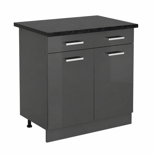 Ensemble de meubles de cuisine, modulable, coloris anthracite, pour la cuisine