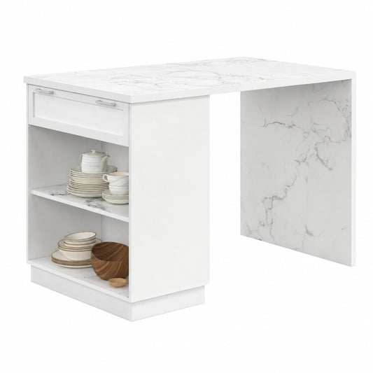 Table de bar, 4 places, coloris blanc, pour la cuisine ou l’espace repas