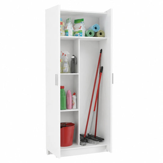 Armoire, avec étagères, avec portes, coloris blanc, 180 x 73 x 37 cm, pour la chambre