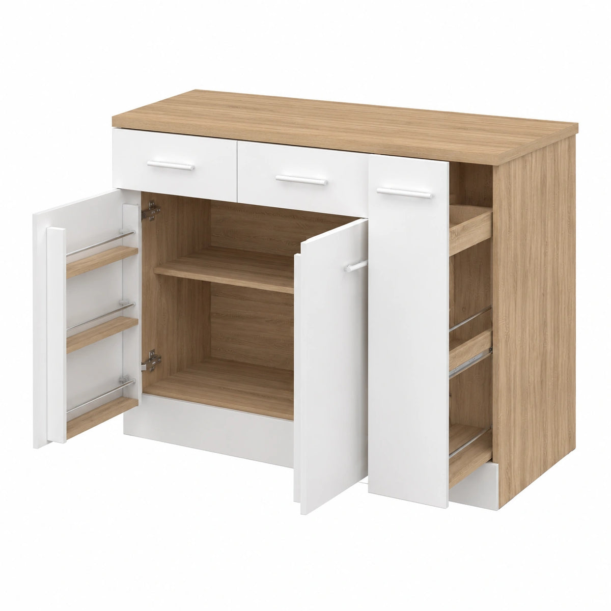Meuble polyvalent, avec rangement, avec tiroirs, avec portes, coloris blanc, pour les espaces de vie