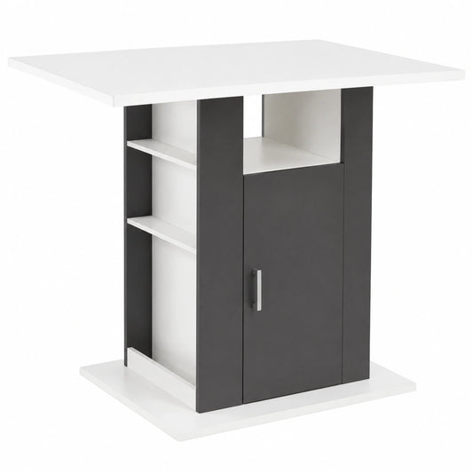 Meuble polyvalent, avec rangement, coloris blanc et gris, pour les espaces de vie