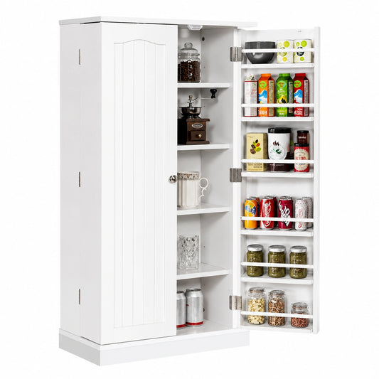 Buffet, réglable, avec rangement, avec étagères, coloris blanc, 59 x 30,5 x 103 cm, pour la salle à manger ou le salon