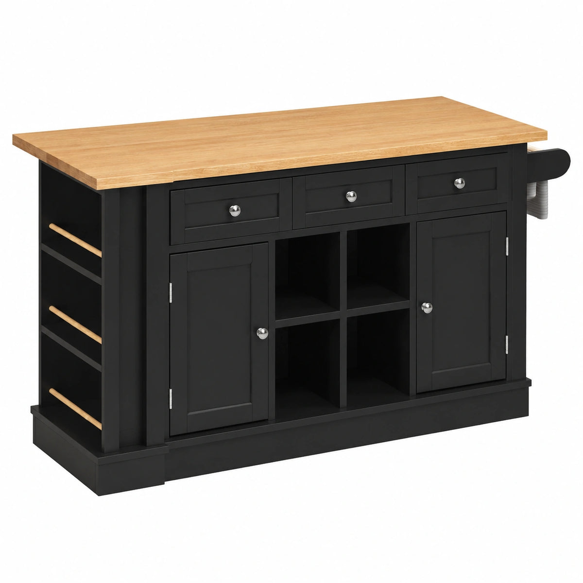 Buffet, pliable, avec tiroirs, avec prise intégrée, coloris noir, pour la salle à manger ou le salon